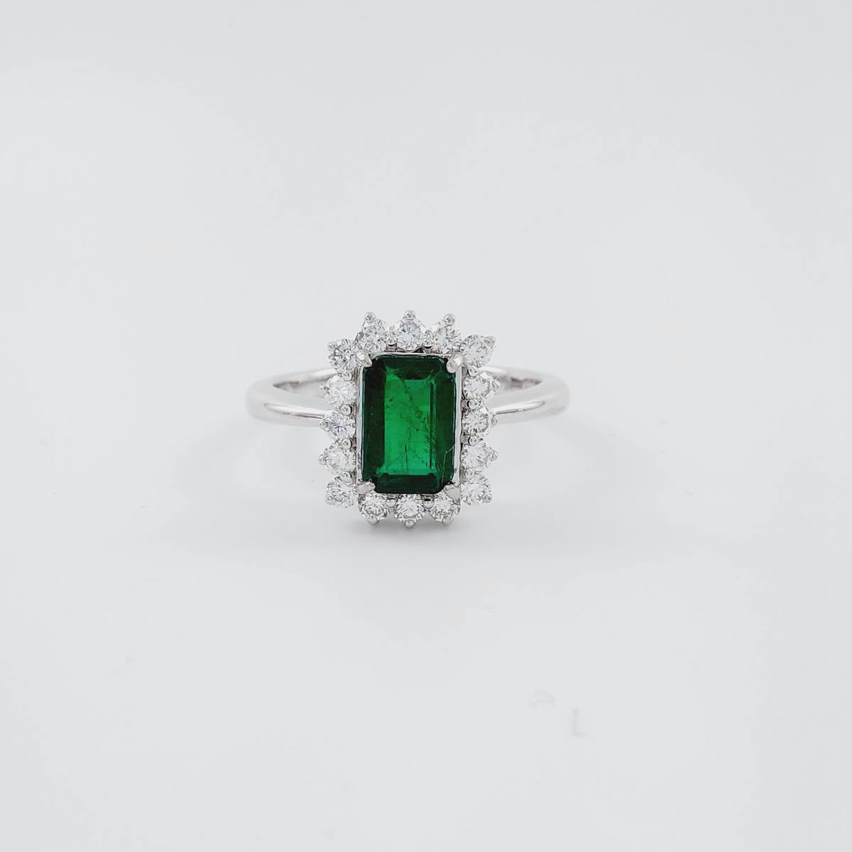 ANILLO ESMERALDA 0.79 CT Y BRILLANTE 0.34 CT